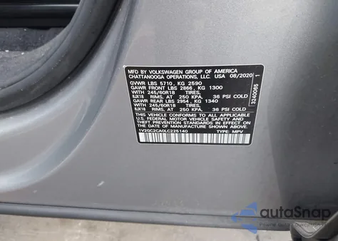 2020 Volkswagen Atlas Cross Sport 2.0T S из США, поврежденный, VIN 1V2GC2CA0LC225140